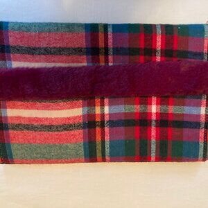 Handmade Plaid Clutch with Velvet Interior and Trim